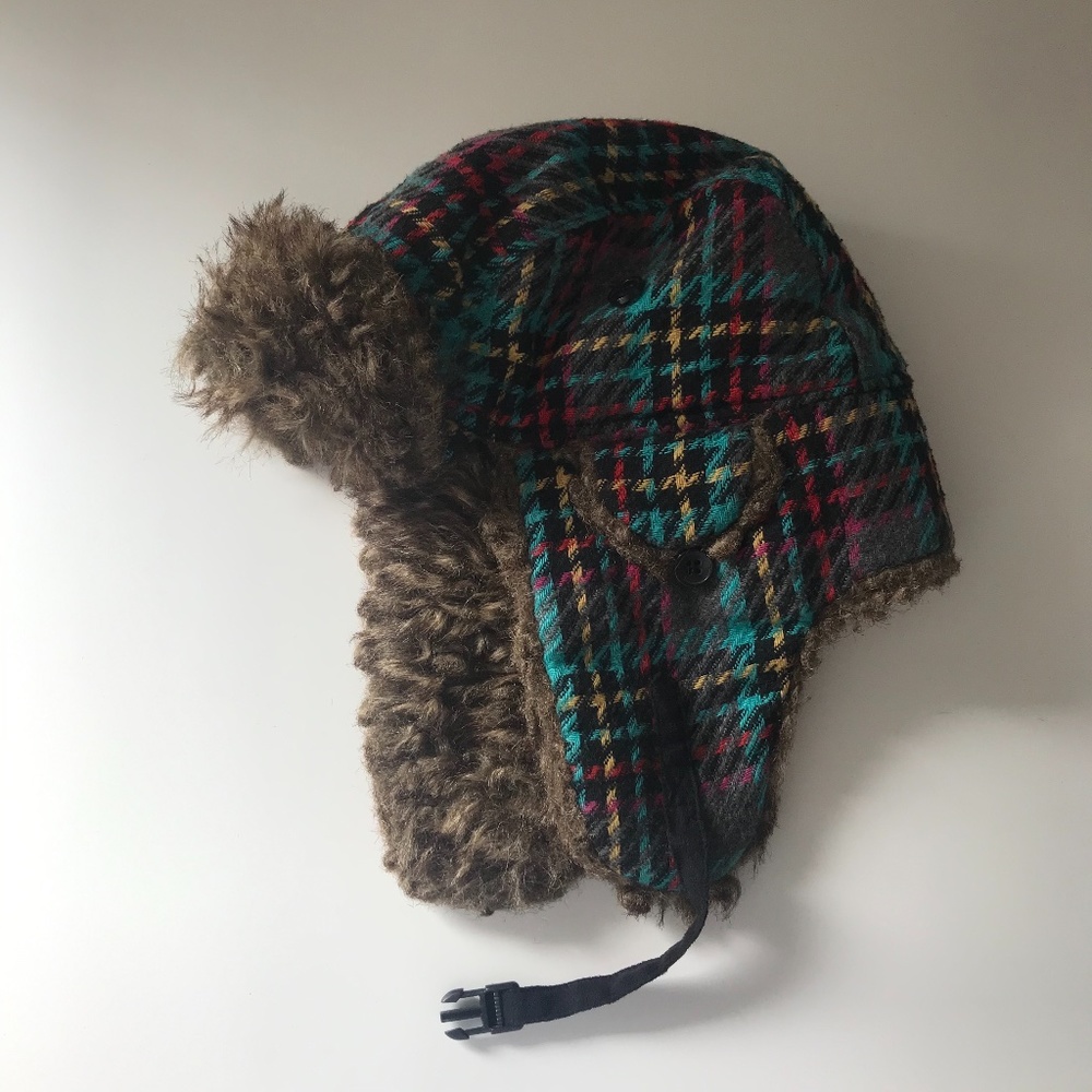 3/$25 Multicolor Checkered Aviator Winter Hat